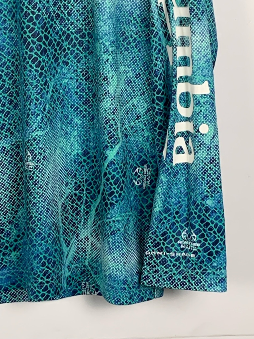 Columbia PFG Shirt Men’s M Blue Green Omni-Shade Realtree Long Sleeve Fishing - Picture 6 of 14